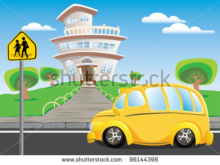 School Bus Is Waiting For The Student Leaving Stock Vector 86144398