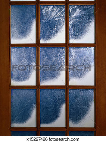 Stock Image   Snow And Frost On Window Pane  Fotosearch   Search Stock