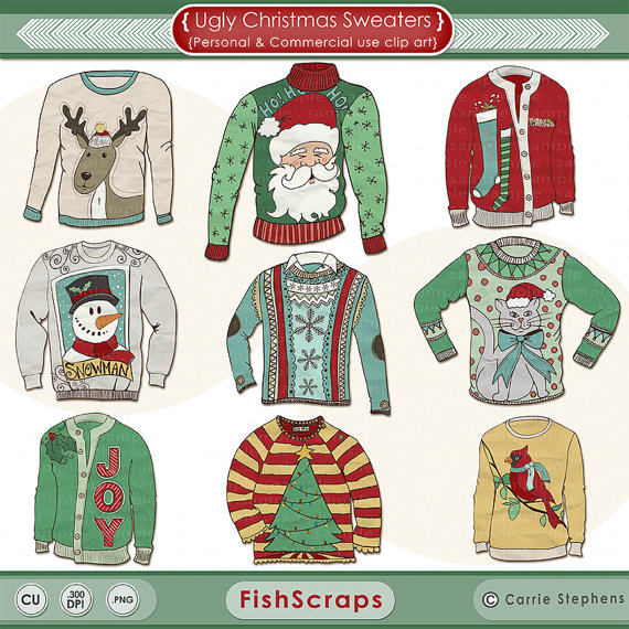 Ugly Sweater Clipart Christmas Clipart Digital Graphics Diy