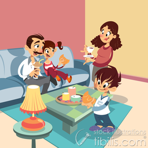 Cleaning Living Room Clipart Family At The Living Room
