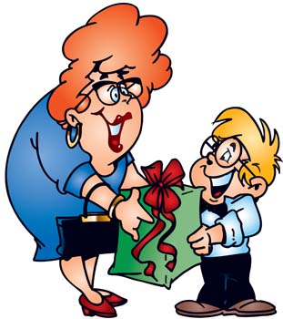 Mother Giving Present To Her Son From Www Clipartlogo Com