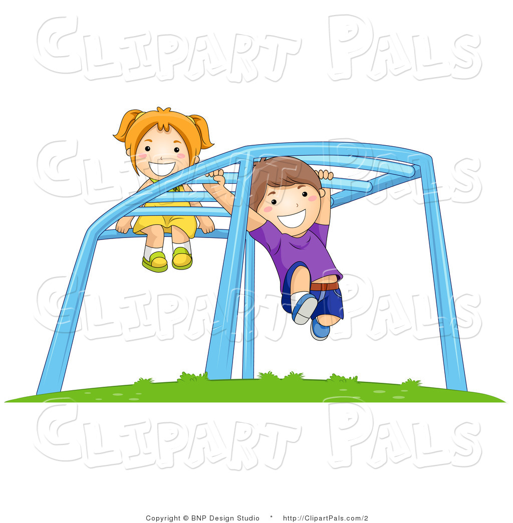 Pal Clipart Of Children Playing On Monkey Bars At A Playground