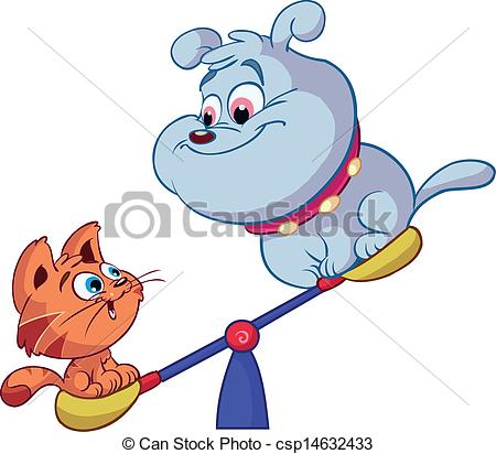 Vectors Of Cute Red Cat And Dog On Playground Csp14632433   Search