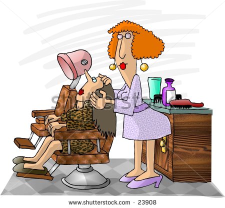 Clipart Illustration Of A Woman Working On A Clients Hair In A Beauty