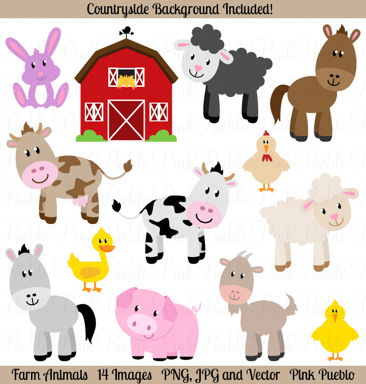 Farm Animals Clipart Clip Art Barnyard Animals By Pinkpueblo