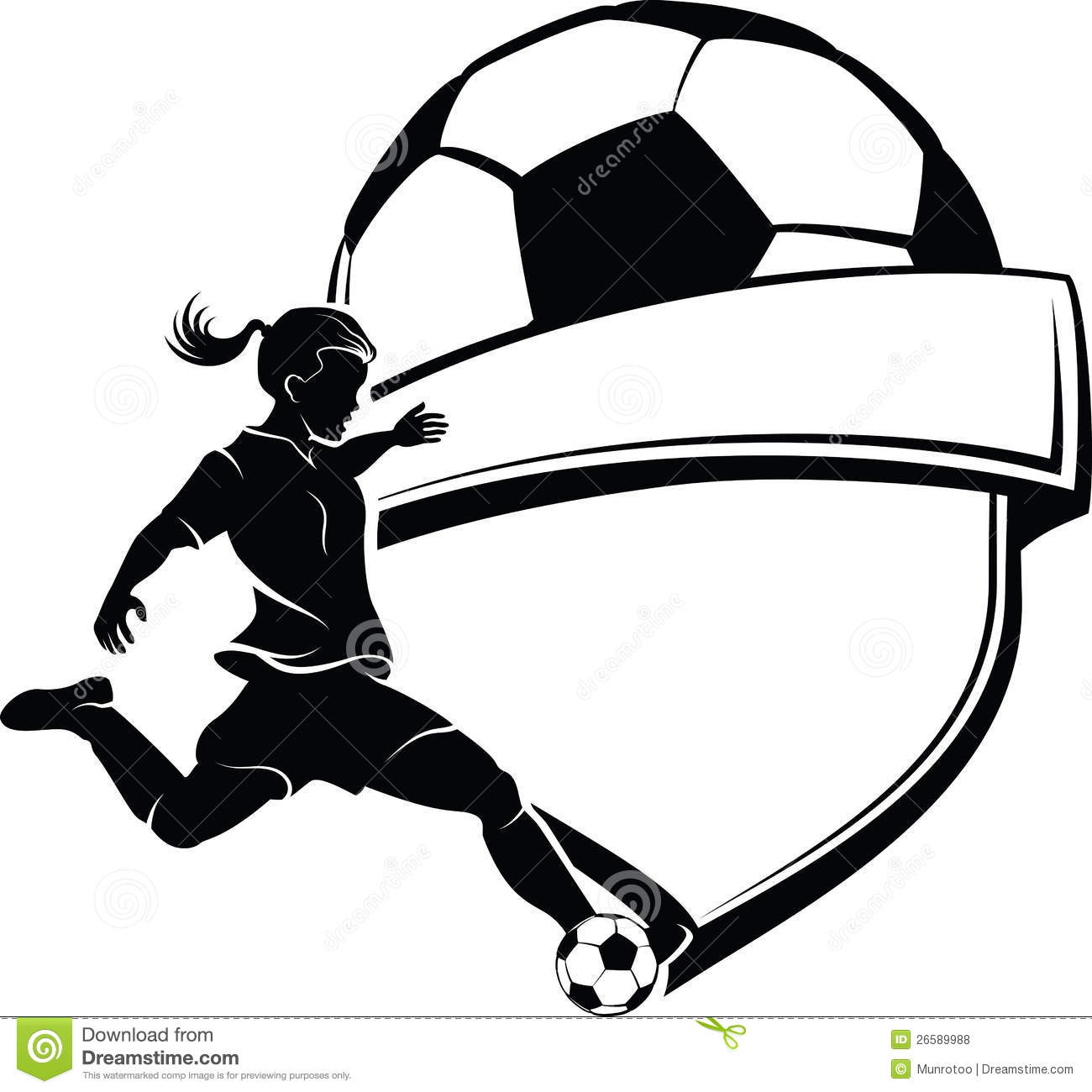 Girl Kicking Soccer Ball Clip Art Girl Soccer Shield 26589988 Jpg