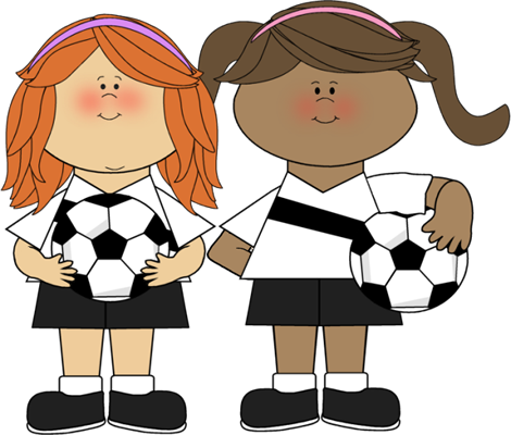 Girls Soccer Clip Art Image   Two Girls Soccer Players Holding Soccer