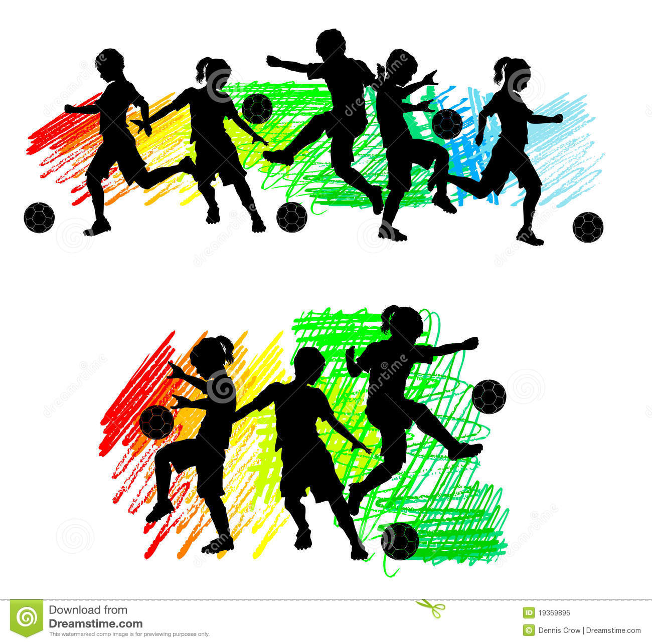 Royalty Free Stock Image  Soccer Silhouettes Kids Boys And Girls
