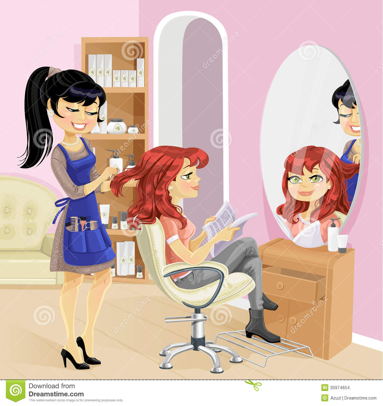 Service Girl In Beauty Salon At The Hairdresser Stock Images   Image