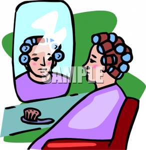 Woman In Rollers At The Beauty Shop   Royalty Free Clipart Picture