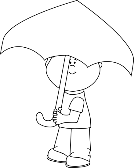 Under An Umbrella Clip Art   Black And White Boy Under An Umbrella
