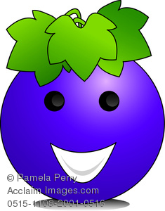 Clip Art Image Of A Cartoon Grape With A Smiling Face   Acclaim Stock    
