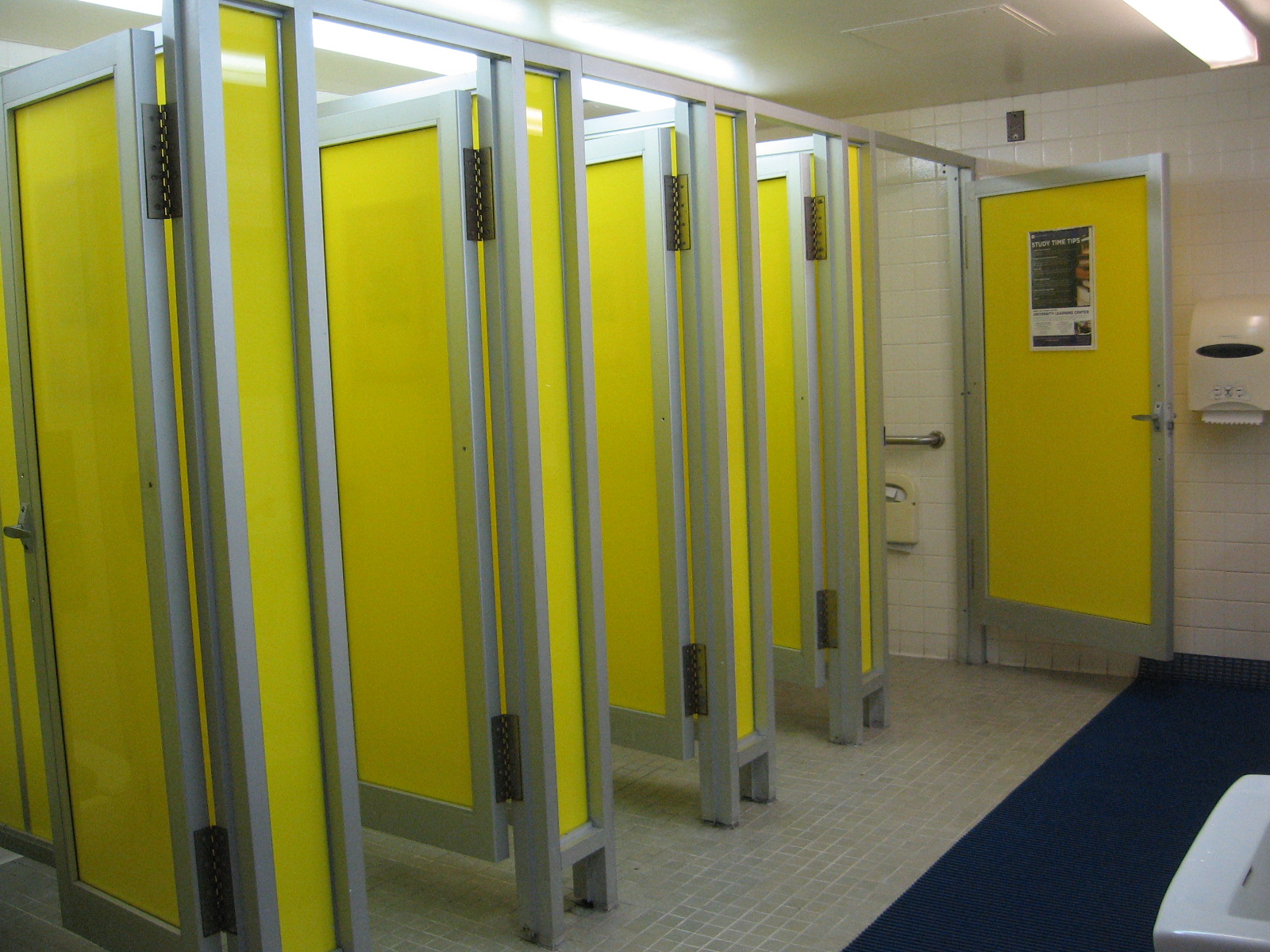 School Restroom Stalls Bright Yellow Bathroom Stalls