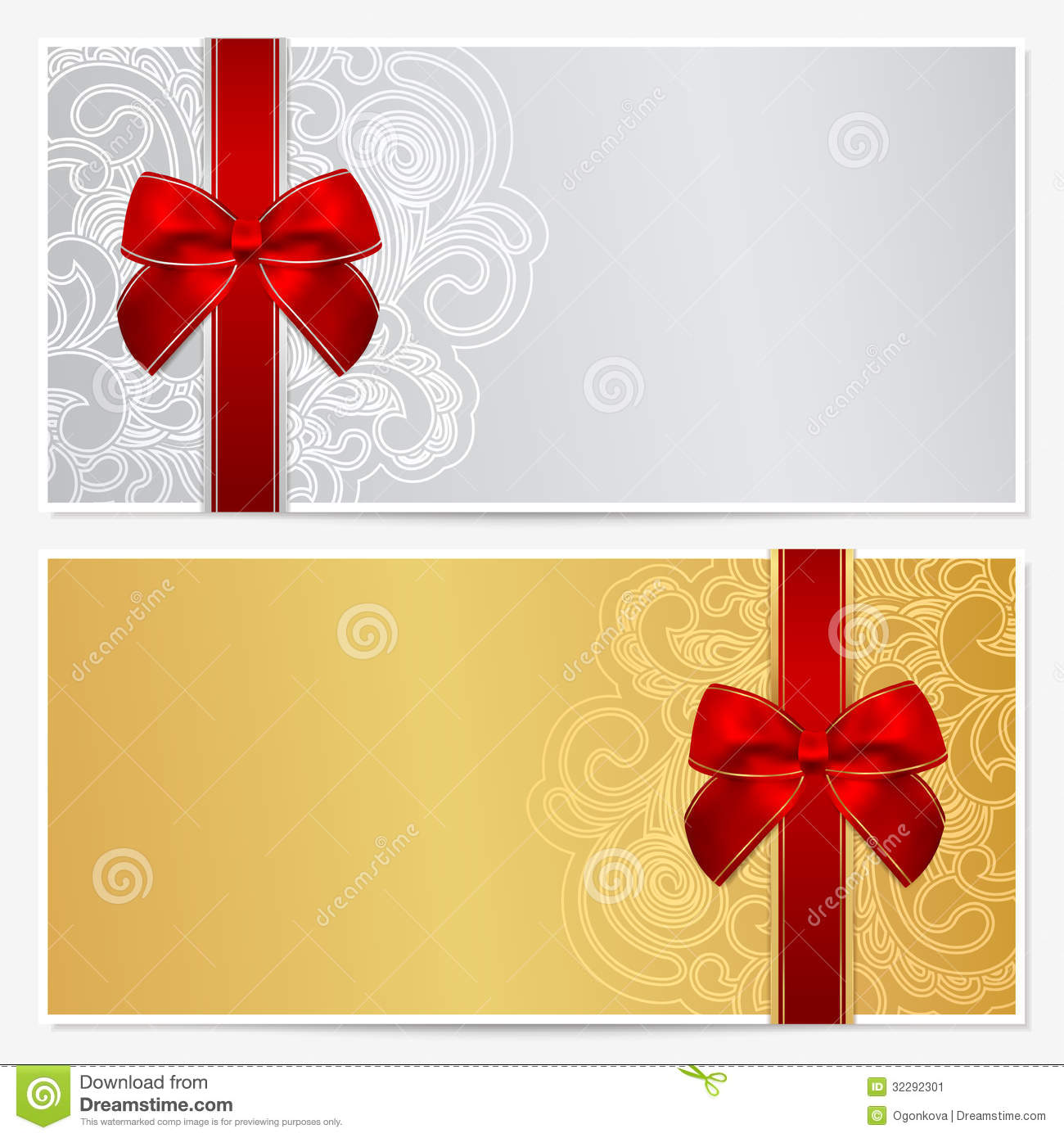 Voucher Gift Certificate Coupon Template With Border Frame Bow