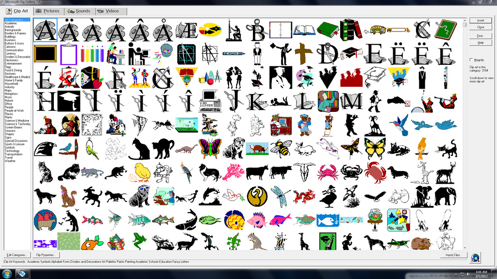 Microsoft Clip Art Gallery 3 0 With Microsoft Powerpoint 97 Running In