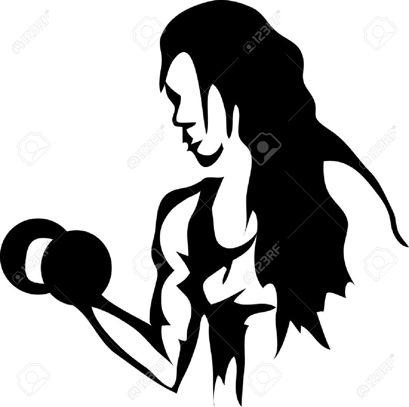 18697303 Woman With Dumbbell Stock Vector Woman Fitness Weightlifting