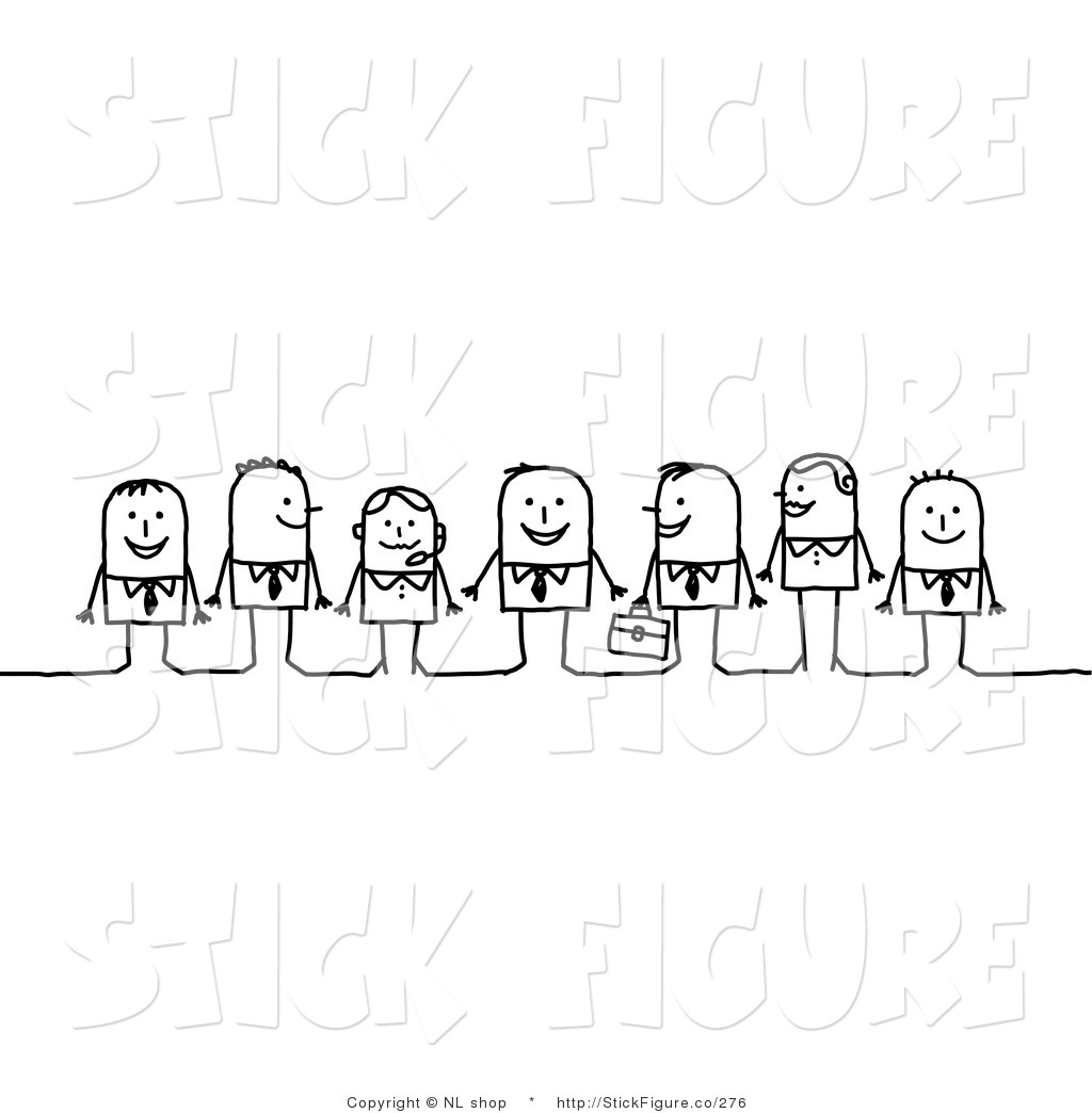 Art Clip Art Of Stick Figure Business Men And Women Smiling And Image
