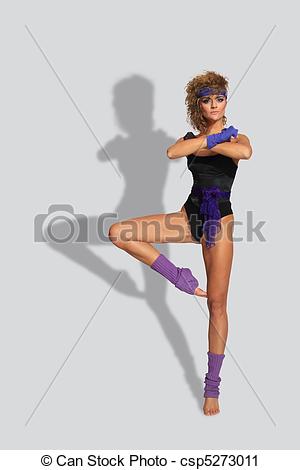 Stock Photography Of 80s Fashion Woman Over Gray Background Csp5273011