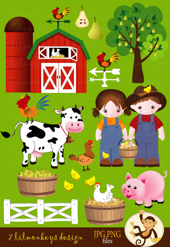 To Barnyard Buddies 1   Digital Clip Art Set   Barn And Depot Cow    