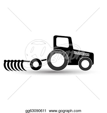 Tractor With A Plow On A White Background   Stock Clipart Gg63090611
