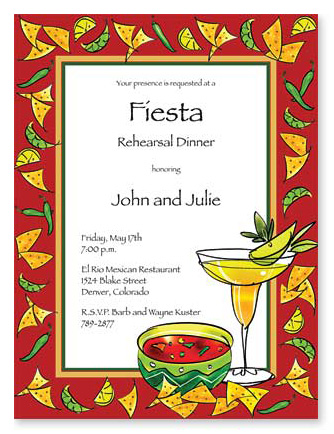 Fiesta Themed Rehearsal Dinner Party   Invitations   Party Invitations