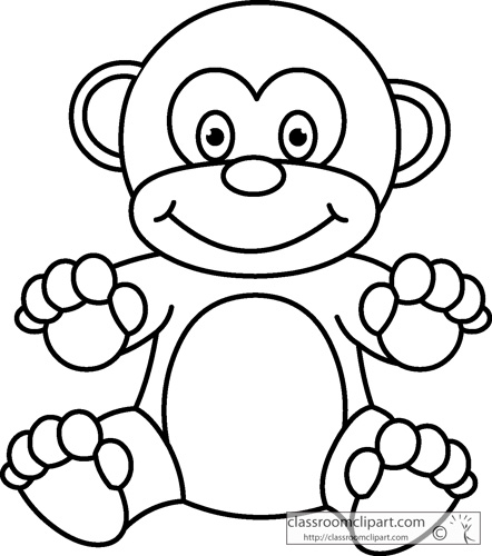 Objects   Childs Toy Monkey Outline   Classroom Clipart