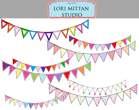 Rainbow With Pink Bunting Banner Clip Art Flag Bunting Clipart