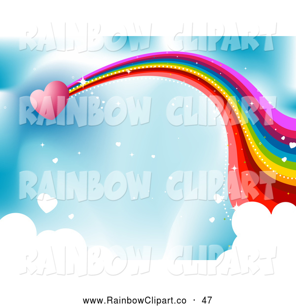 Vector Clip Art Of A Pink Heart Flying Through The Sky With A Rainbow
