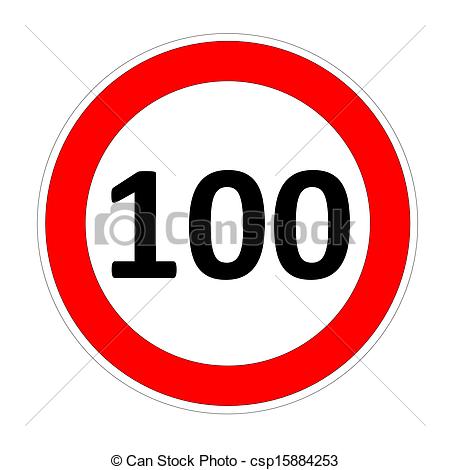 Illustrations Of 100 Speed Limit Sign   100 Speed Limitation Road Sign