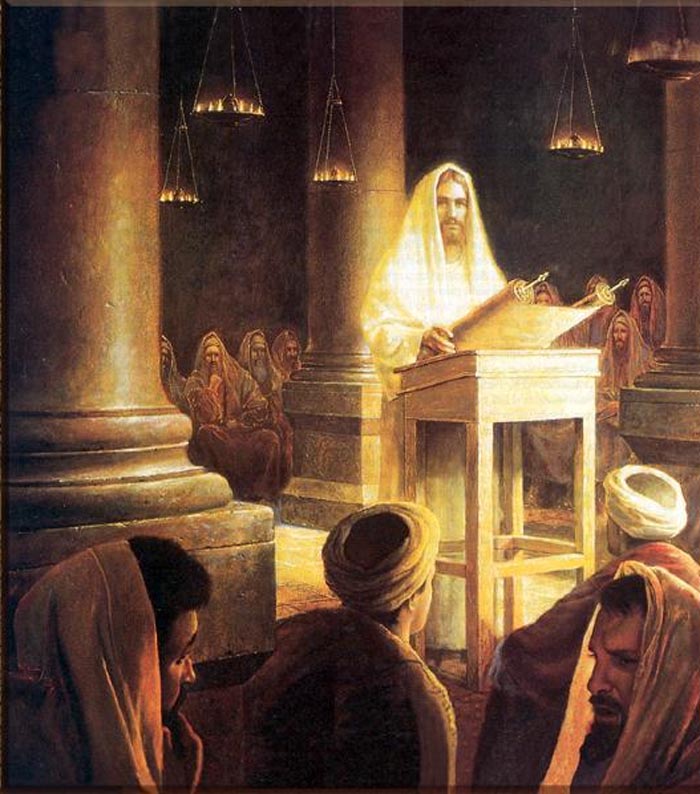 Jesus Reading From The Prophet Isaiah In His Home Town Of Nazareth