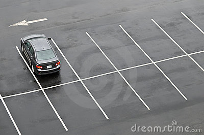 Single Car In Empty Parking Lot Stock Photography   Image  5490632