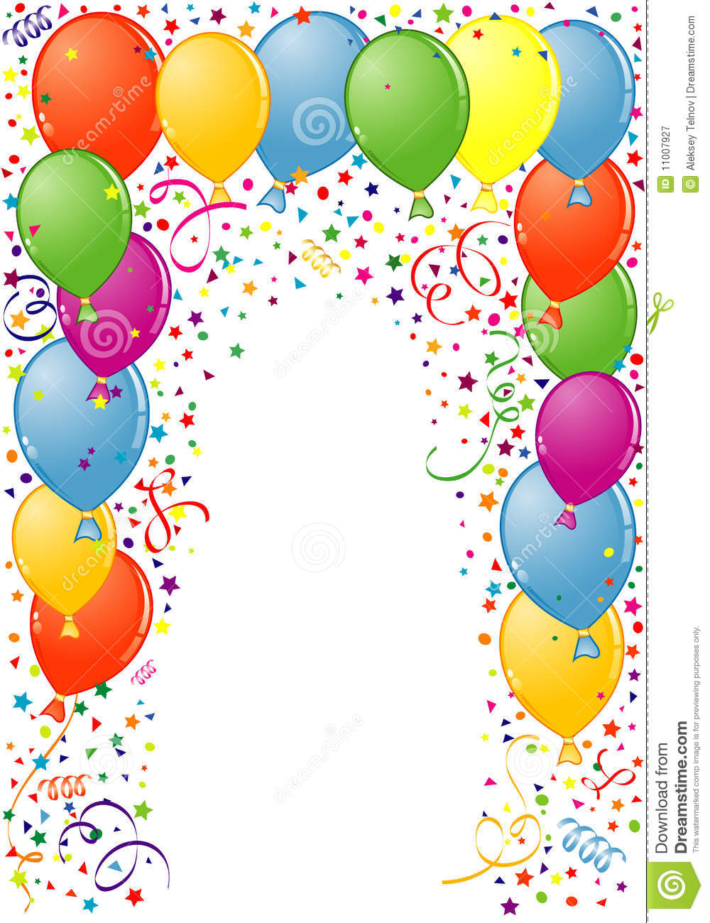 Birthday Frame With Balloon And Streamer Element For Design Vector    