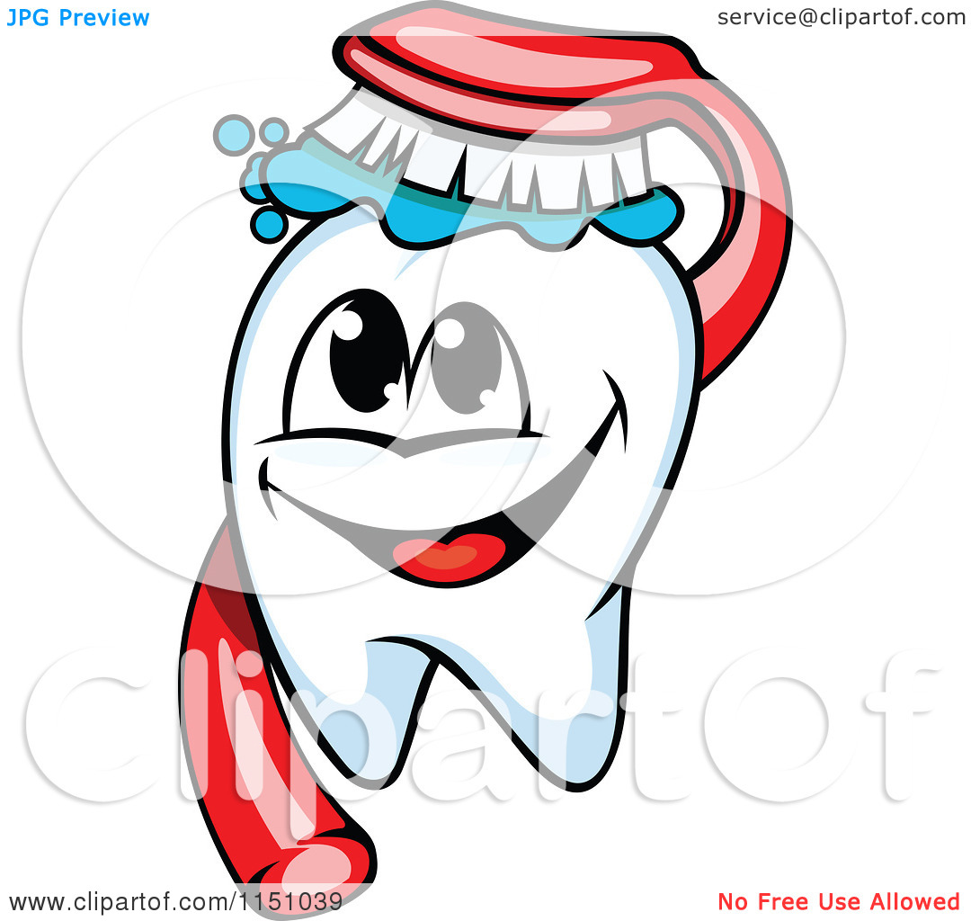 Happy Tooth Clip Art Clipart Of A Happy Tooth Mascot And Brush Royalty