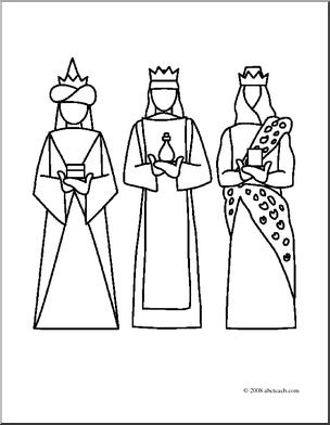Three Kings Coloring Page  B W    Three King S Day   Religious