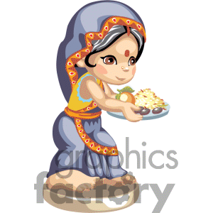 An Indian Girl With A Tray Of Food