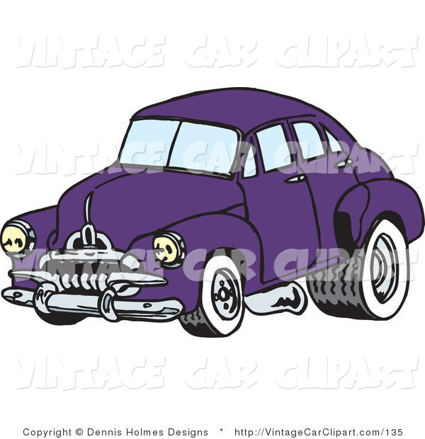 Clipart Of A Retro Purple Car With Drag Racing Tires By Dennis Holmes