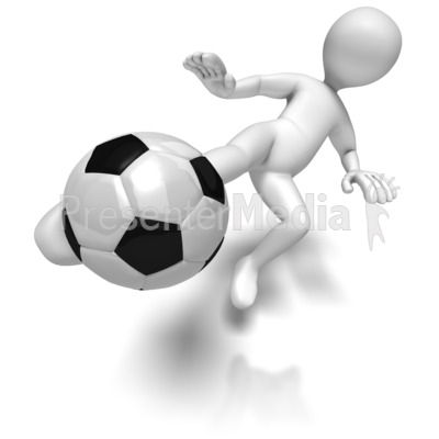 Stick Figure Kicking Soccer Ball Presentation Clipart