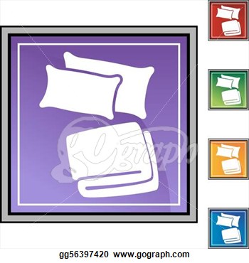 Clipart   Pillow Blanket Web Button Isolated On A Background Stock