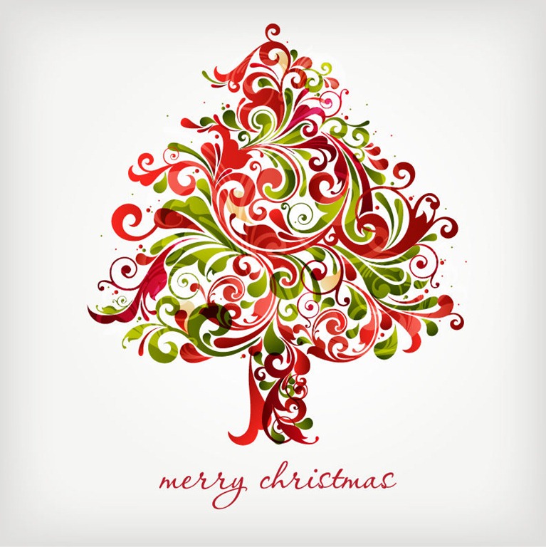 Name  Floral Swirls Tree For Christmas Vector Graphic