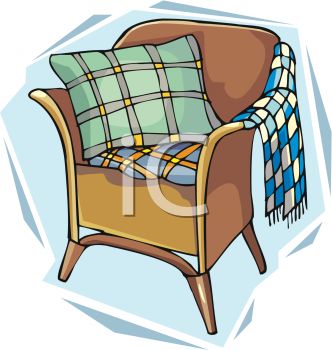 Picture Of A Brown Chair With A Pillow And Blanket In A Vector Clip