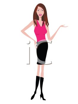 Skinny Woman Wearing Knee Boots   Royalty Free Clip Art Image