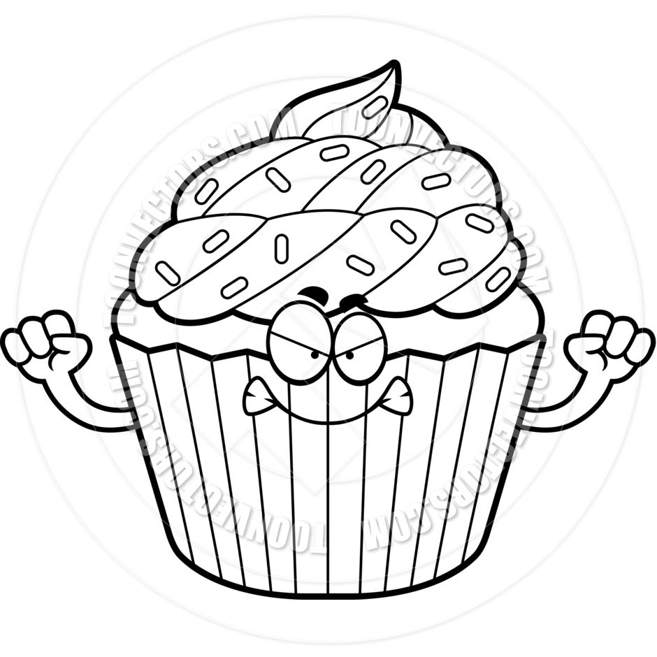 Girl Halloween Cupcake Clipart Black And White Pin Cartoon Frown Cake