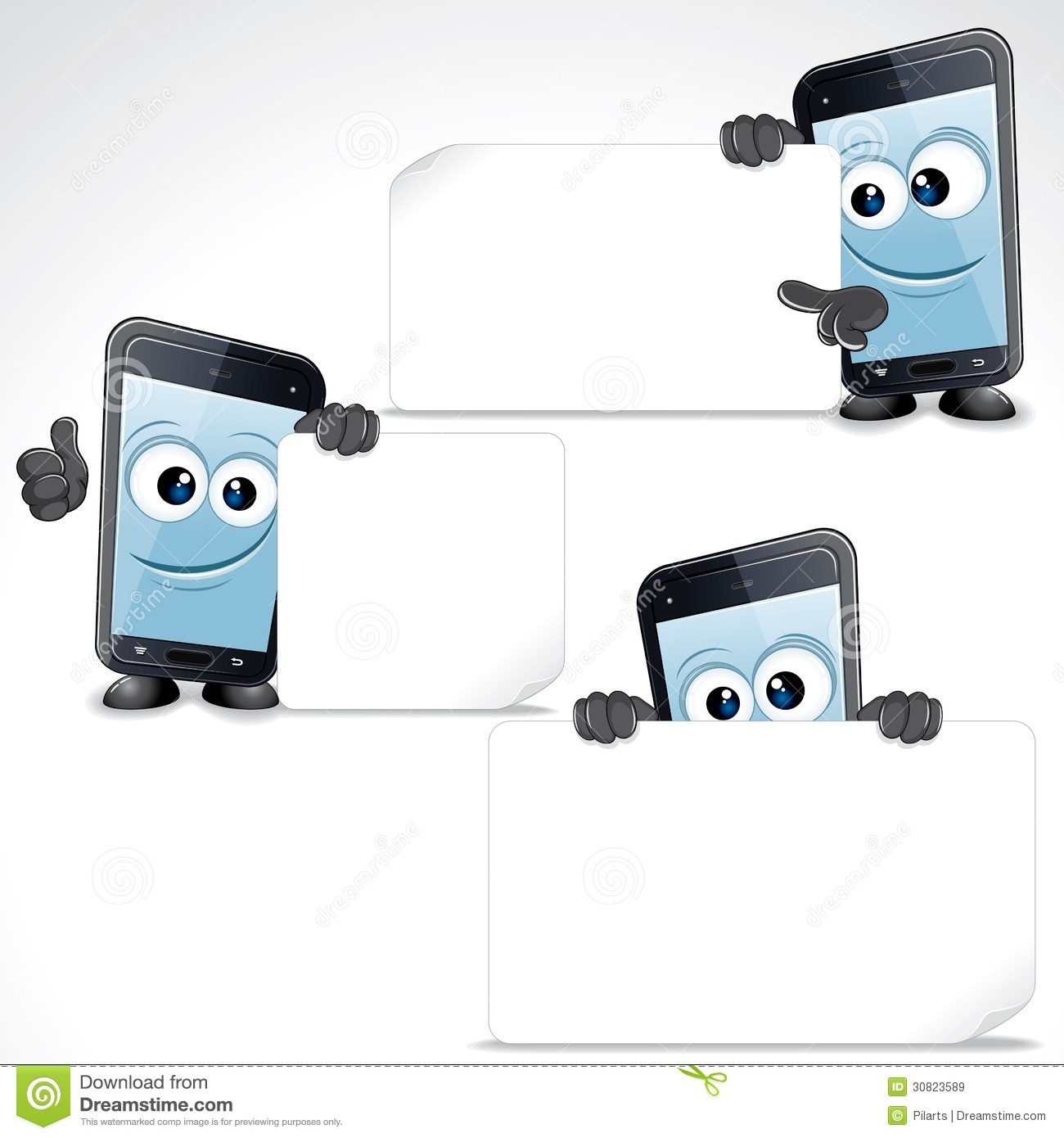Phone Mobile Phone With Blank Sign And Thumb Up Vector Clip Art