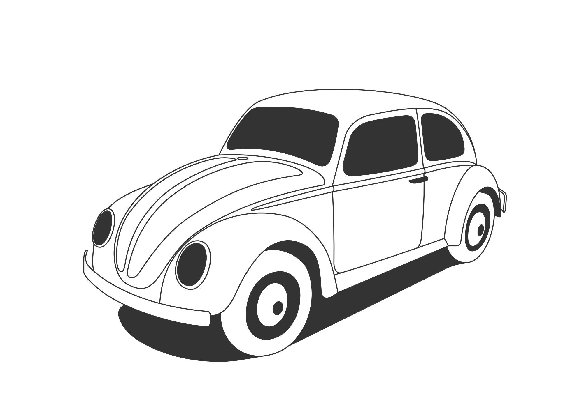 Vw Beetle Classic Black White Line Art Coloring Sheet Colouring Page