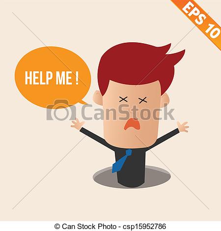 Ask For Help Clipart Vector   Cartoon Businessman Ask For Help