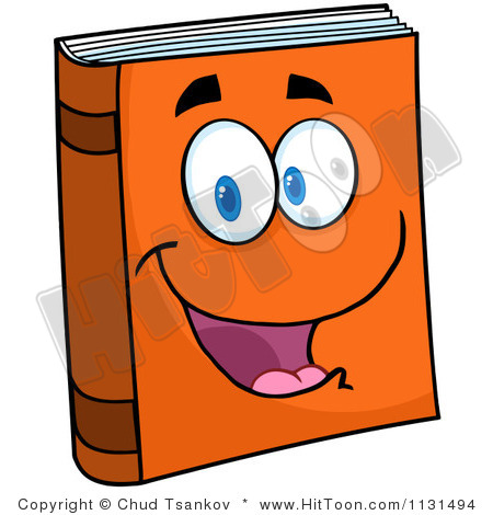 Cartoon Of A Happy Orange Book Mascot Royalty Free Vector Clipart 1