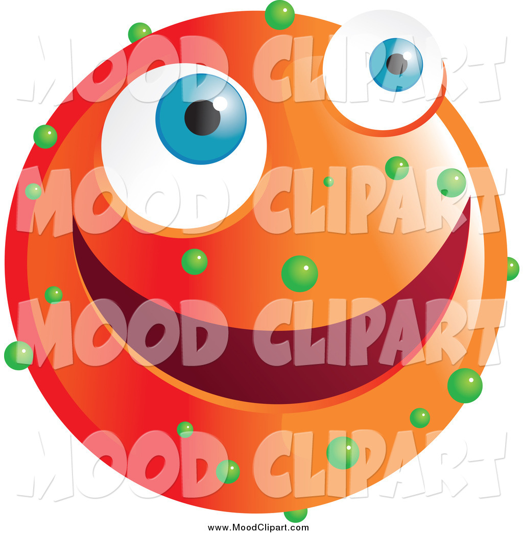 Clip Art Of A Happy Orange Emoticon Face With Green Spots By Prawny