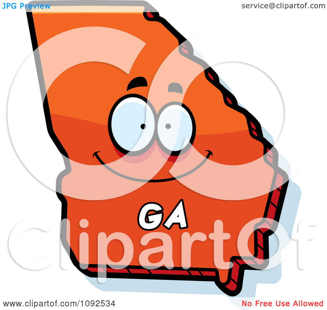 Clipart Happy Orange Georgia State Character   Royalty Free Vector