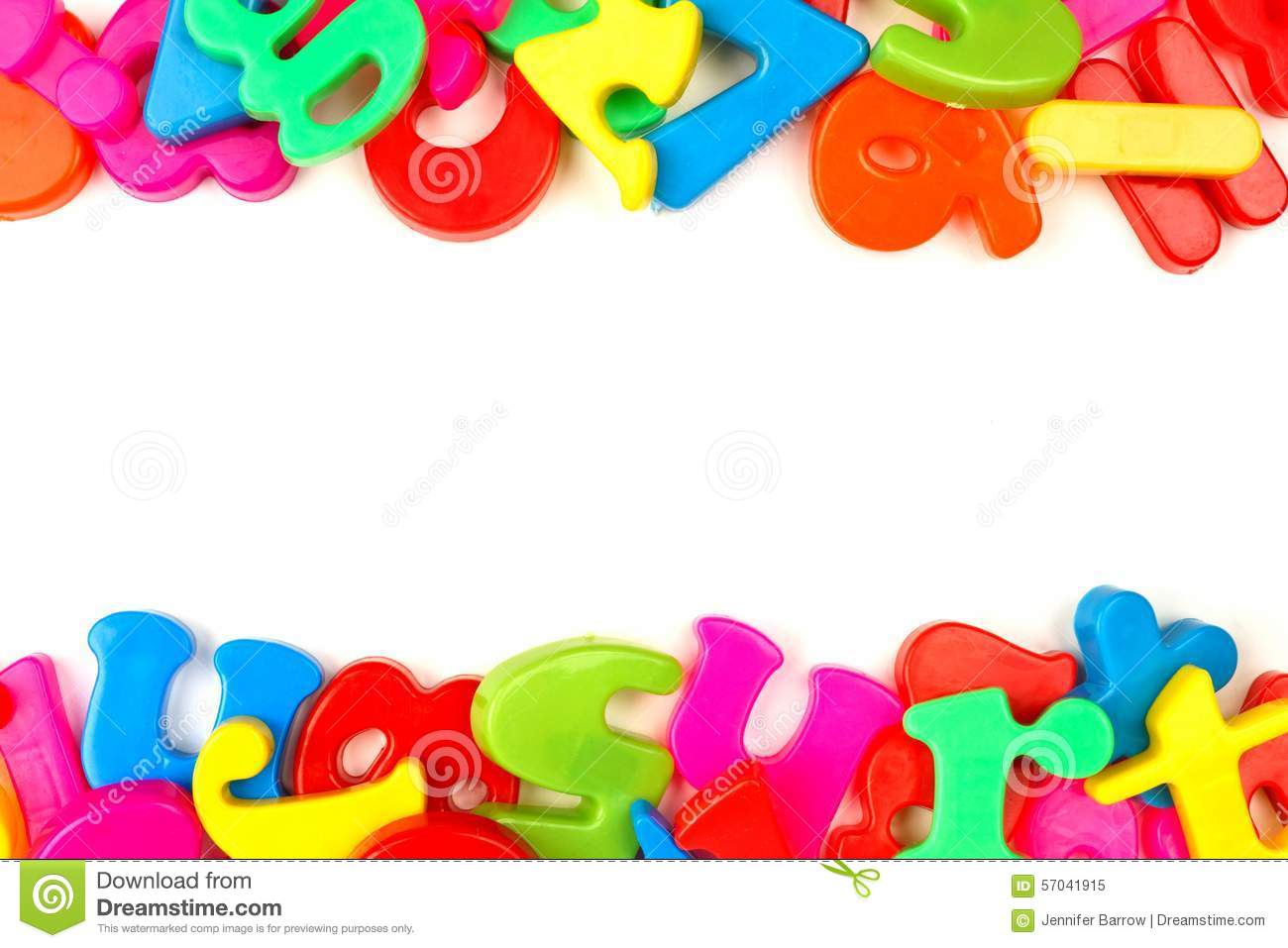 Double Border Of Colorful Toy Magnetic Letters And Numbers Over A