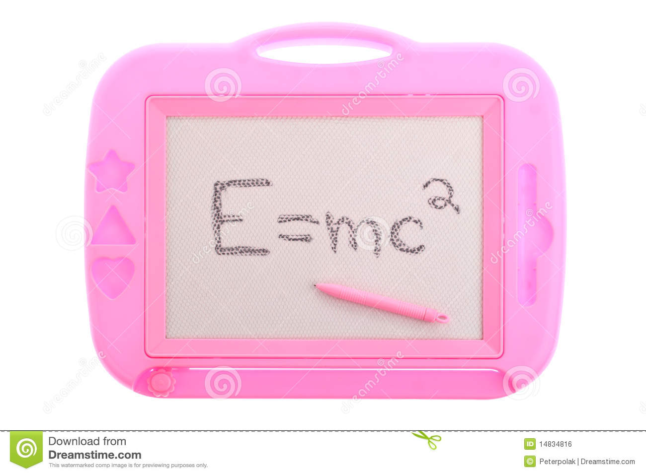 Mc2 Written On A Pink Child S Toy Magnetic Learning Board Isolated